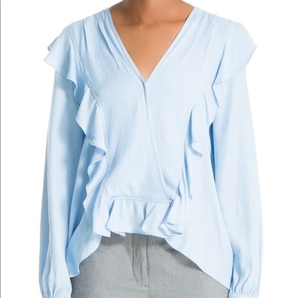 New Womens Max Studio RUFFLE-TRIM TOP - Picture 2 of 6